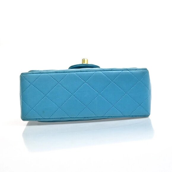 CHANEL CC Logo Mini Matelasse Chain Shoulder Bag Leather Blue GHW - Picture 5 of 14